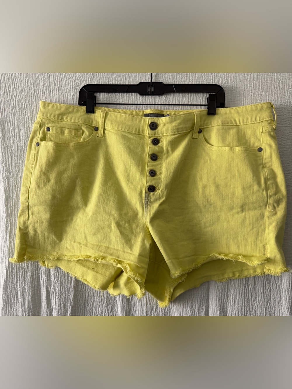 torrid Yellow Button-Fly High-Rise Denim Shorts